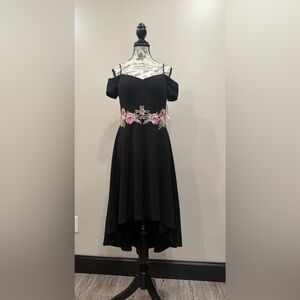 Black Cold Shoulder Midi Dress for Cocktail